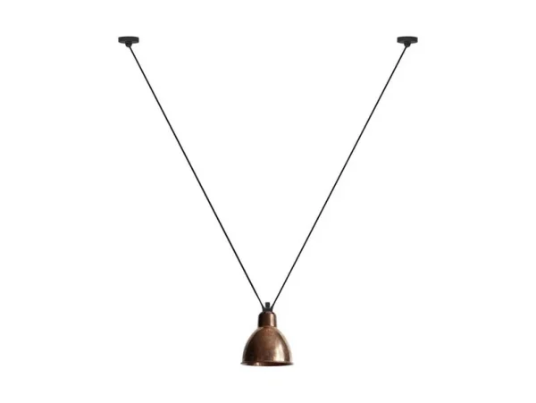 Lampe Gras - 323 L Suspension Round Raw Copper/White