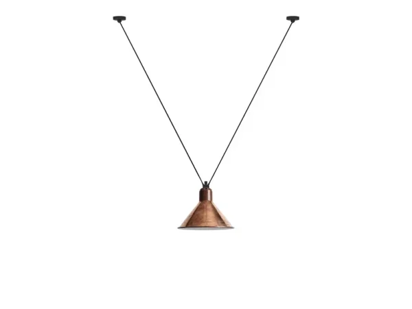 Lampe Gras - 323 XL Suspension Conical Raw Copper/White