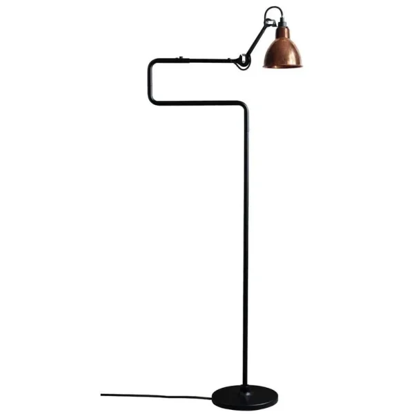 Lampe Gras - 411 Lampadaire Noir/Cuivre Brut