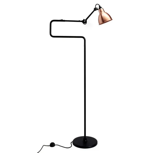 Lampe Gras - 411 Lampadaire Noir/Cuivre/Blanc