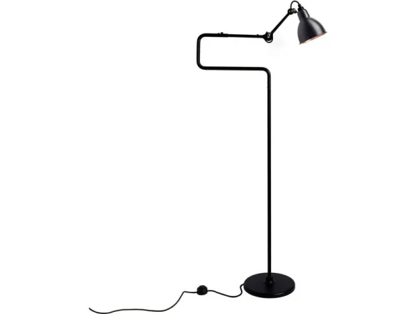 Lampe Gras - 411 Lampadaire Noir/Noir/Cuivre