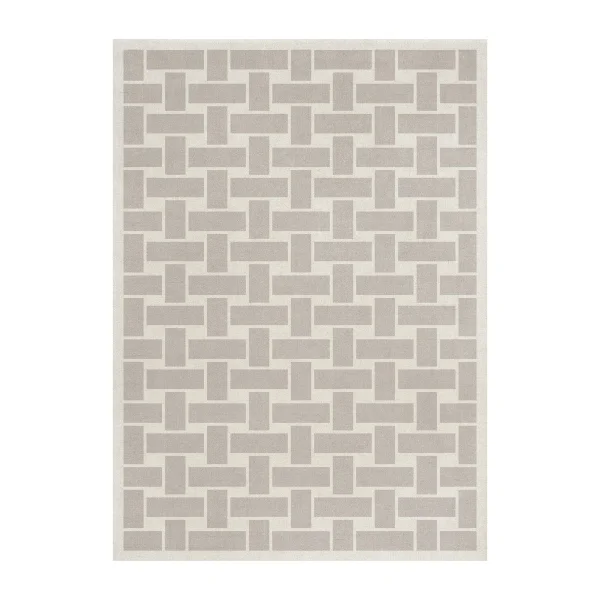 Layered Tapis en laine 60S Geo Basket Weave Oatmeal, 180x270 cm