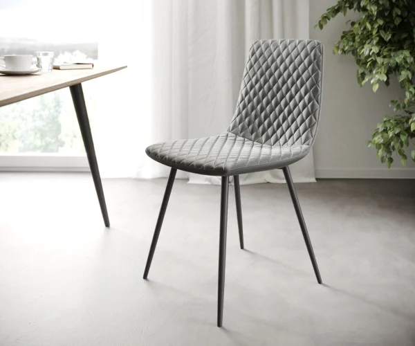 L'ensemble-de-4-chaises Novi-Adesso gris clair velours 4-pieds