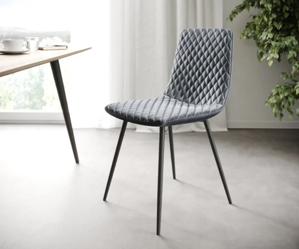 L'ensemble-de-4-chaises Novi-Adesso gris velours 4-pieds