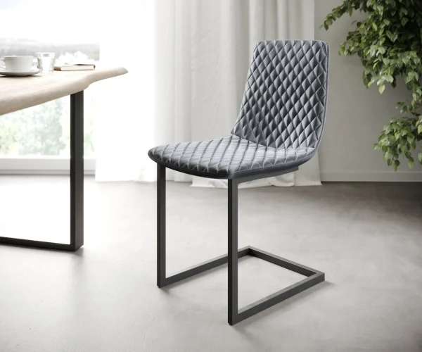 L'ensemble-de-4-chaises Novi-Adesso gris velours cantilever