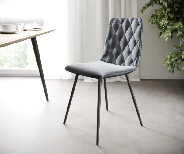 L'ensemble-de-4-chaises Trado-Adesso gris velours 4-pieds