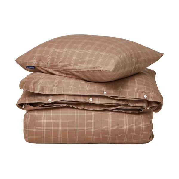 Lexington Ensemble de lit Checked Pin Point Oxford 220x220 cm Brown