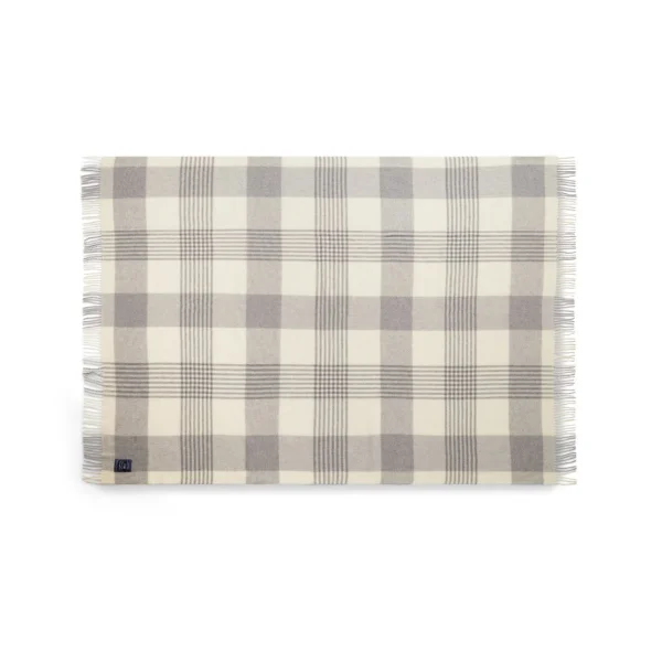 Lexington Plaid Gray Checked Recycled Wool 130x170 cm Gray-white