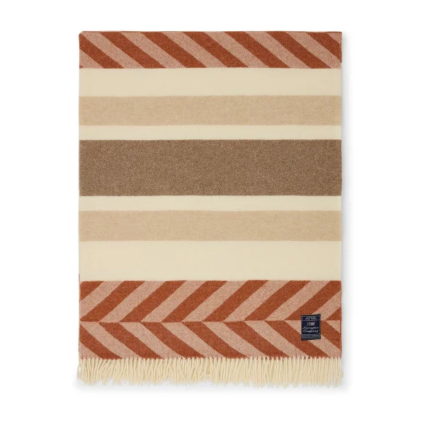 Lexington Plaid Herringbone Striped Recycled Wool 130x170 cm Copper-brown