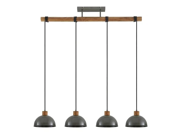 Lindby - Durbis 4 Suspension Dark Grey/Wood