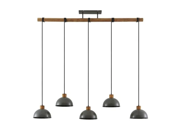 Lindby - Durbis 5 Suspension Dark Grey/Wood