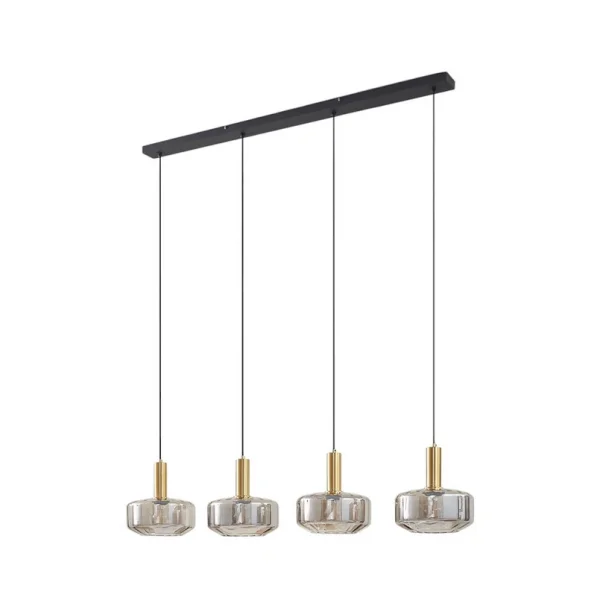 Lindby - Hildur 4 Suspension 118cm Fumé Gris/Laiton