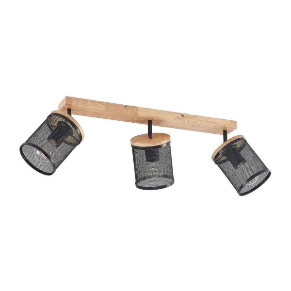 Lindby - Kiriya 3 Plafonnier Black/Wood