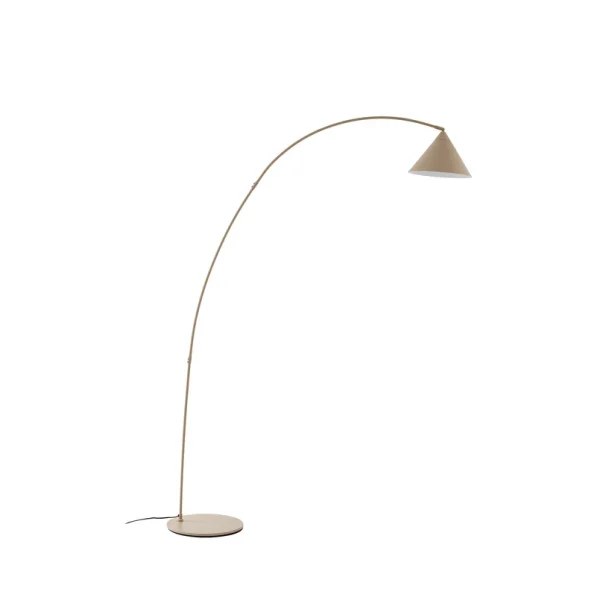 Lindby - Lampadaire arqué Triangolo, beige, hauteur 195 cm, métal