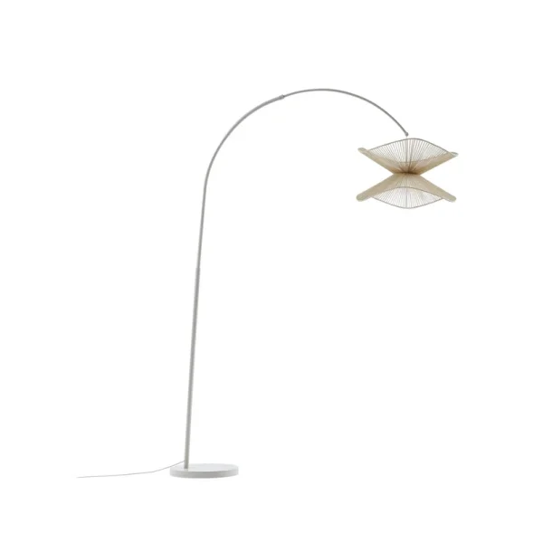 Lindby - Lampadaire arqué Valdorin, beige, hauteur 195 cm, papier