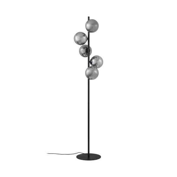 Lindby - Lampe sur pied Orbelia, noir, à 5 lampes, verre