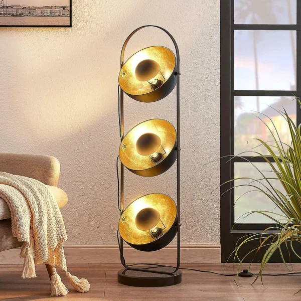 Lindby - Muriel 3 Lampadaire Black/Gold