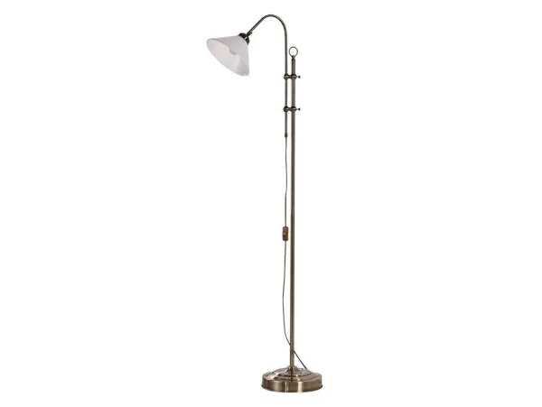 Lindby - Otis Lampadaire Opale/Antique Brass