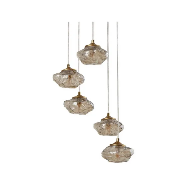 Lindby - Piatra 5 Cluster Suspension Ambre/Laiton
