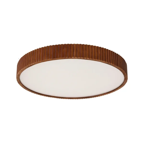 Lindby - Plafonnier LED Velua, blanc/bois foncé, Ø 50 cm