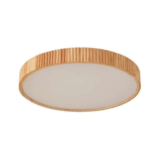 Lindby - Plafonnier LED Velua, blanc/bois, Ø 50 cm, CCT