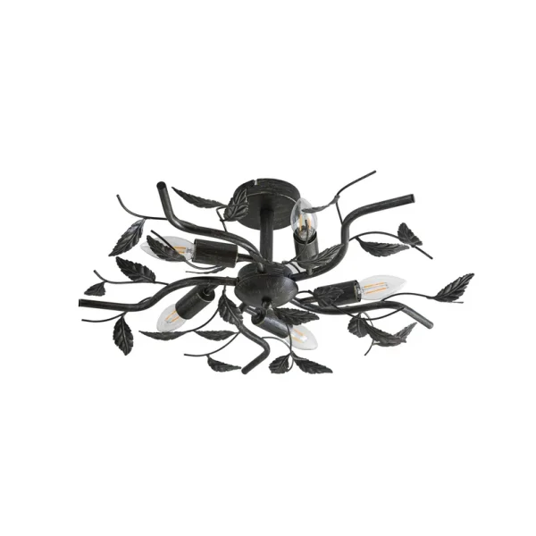 Lindby - Plafonnier Yos, 58 cm, à 5 lampes, noir et or, E14