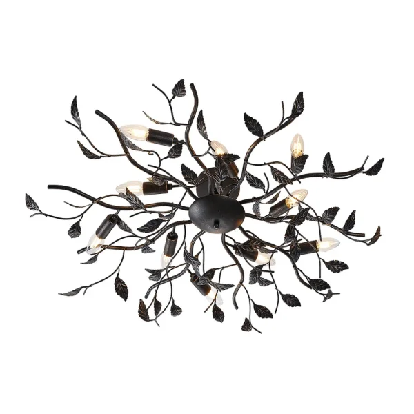 Lindby - Plafonnier Yos, à 10 lampes, 95 cm, noir et doré, E14