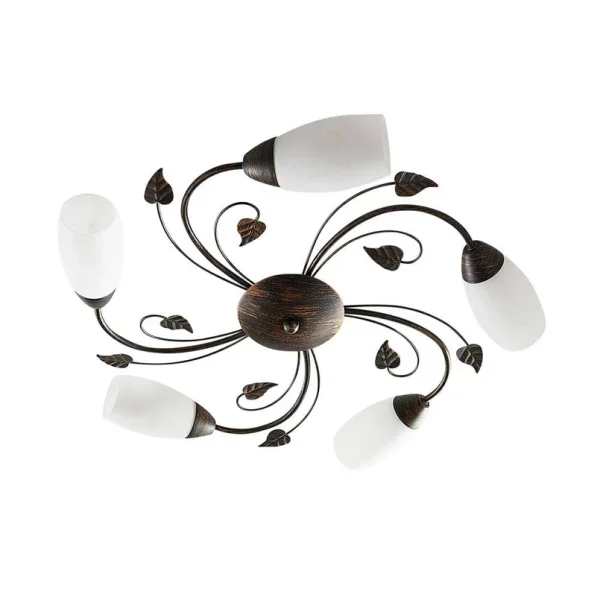 Lindby - Stefania 5 Plafonnier White/Black-Gold