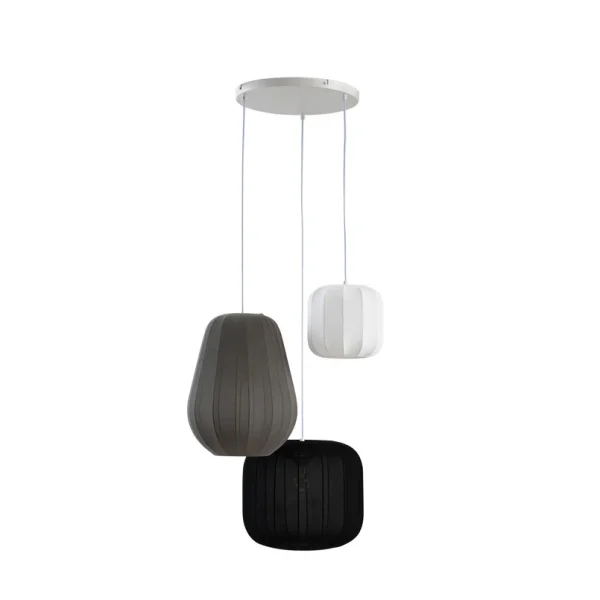 Lindby - Suspension Helin Ø 60 cm à 3 lampes noir/blanc/gris
