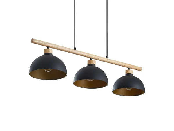 Lindby - Tirzana 3 Suspension Black/Light Wood