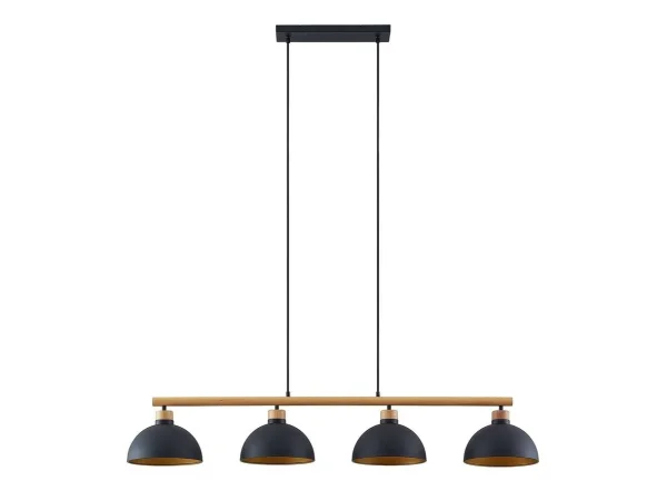 Lindby - Tirzana 4 Suspension Black/Light Wood