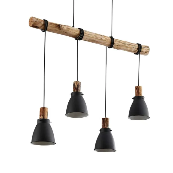 Lindby - Trebale 4 Suspension Black/Wood