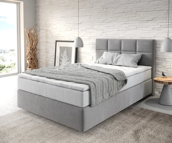 Lit-à-sommier-tapissier Dream-Fine 120x200 cm Microfibre Gris avec matelas TFK et Visco surmatelas