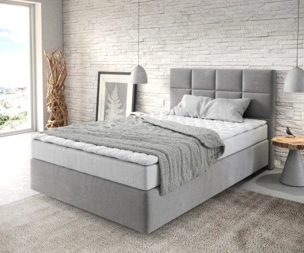 Lit-à-sommier-tapissier Dream-Fine 120x200 Microfibre Gris avec matelas et surmatelas