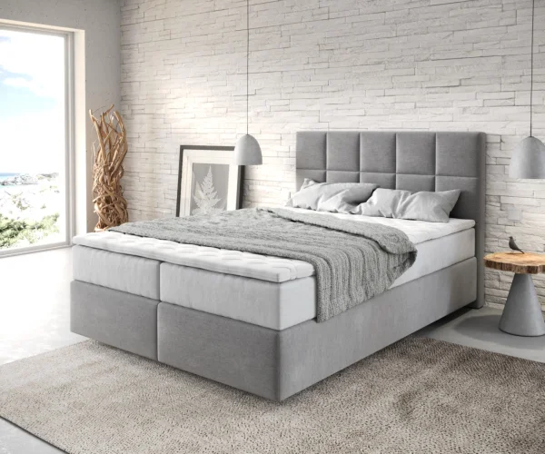 Lit-à-sommier-tapissier  Dream-Fine 140x200 cm Microfibre Gris avec matelas TFK et Visco surmatelas