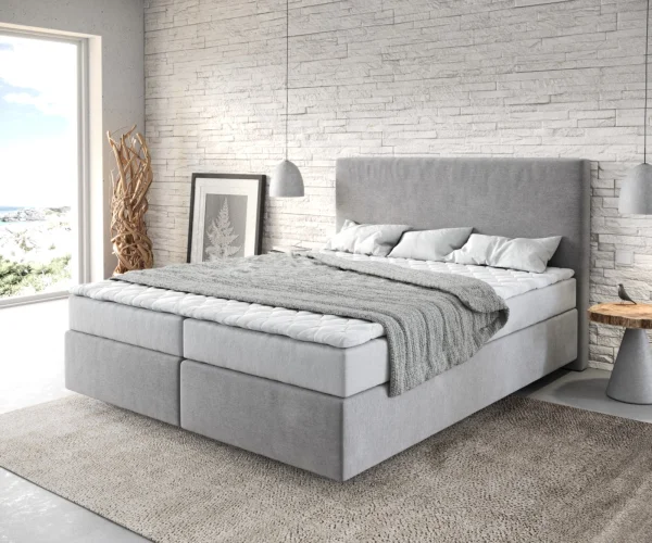 Lit-à-sommier-tapissier Dream-Well 180x200 cm gris avec matelas et surmatelas