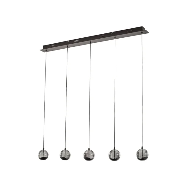 Lucande - Hayley suspension LED à 5 lampes noir allongé
