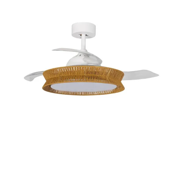 Lucande - Lineta LED Ventilateur de plafond Blanc/Marron