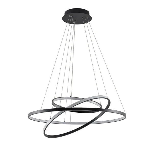 Lucande - Suspension Ezana Noir mat/Blanc