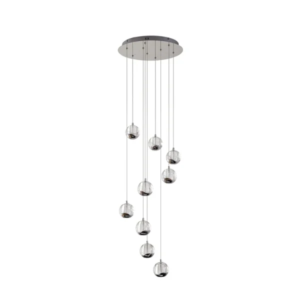 Lucande - Suspension Hayley 9 Clear/Chrome