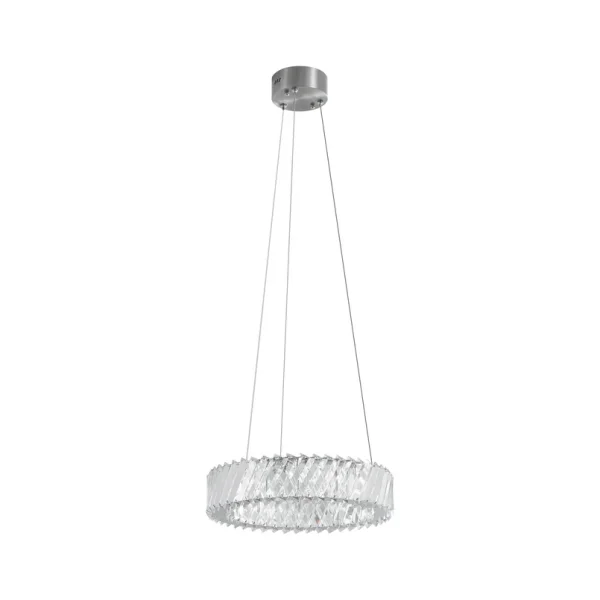 Lucande - Suspension LED Glacis, cristal, Ø 40 cm, chrome