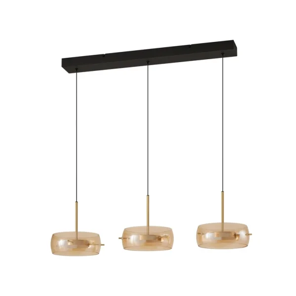 Lucande - Suspension LED Martis, ambre, à intensité variable, à 3 lampes