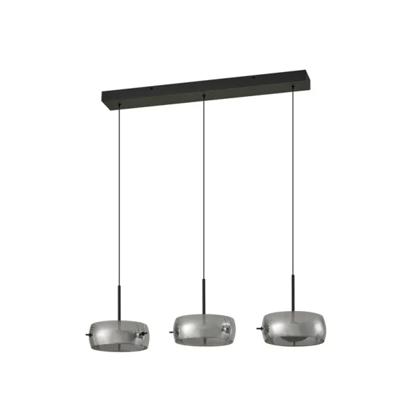 Lucande - Suspension LED Martis, noir, à 3 lampes, step-dim