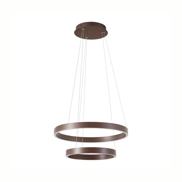 Lucande - Suspension LED Yonam, marron, Ø 60 cm, CCT