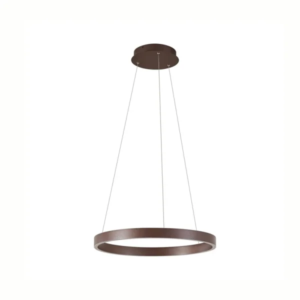 Lucande - Suspension LED Yonam, Ø 60 cm, à 1 lampe, marron, CCT