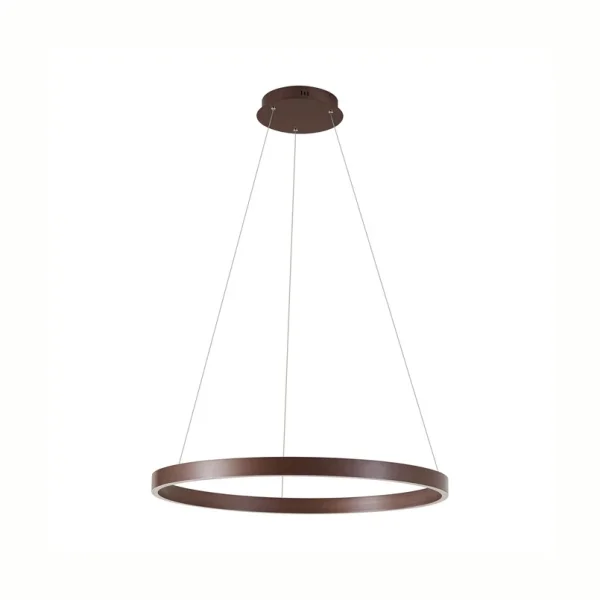Lucande - Suspension LED Yonam, Ø 80 cm, à 1 lampe, marron, CCT