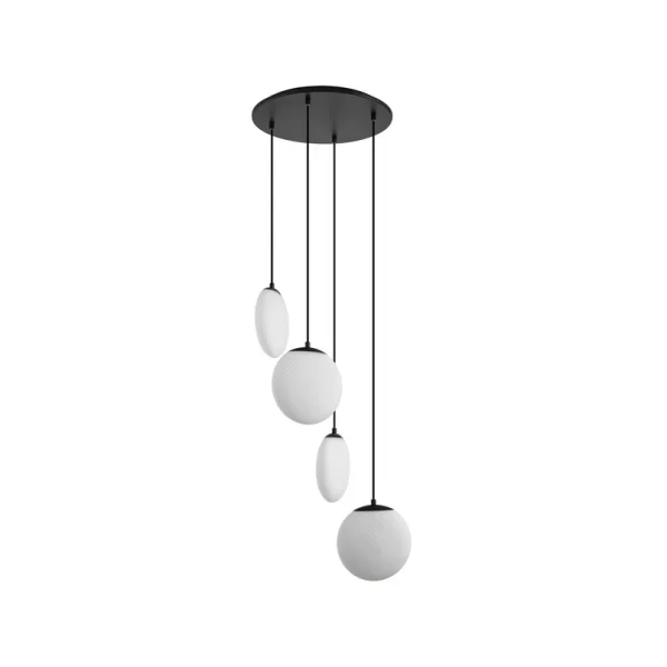 Lucande - Suspension Lunelle à 4 lampes Ø 40 cm verre noir