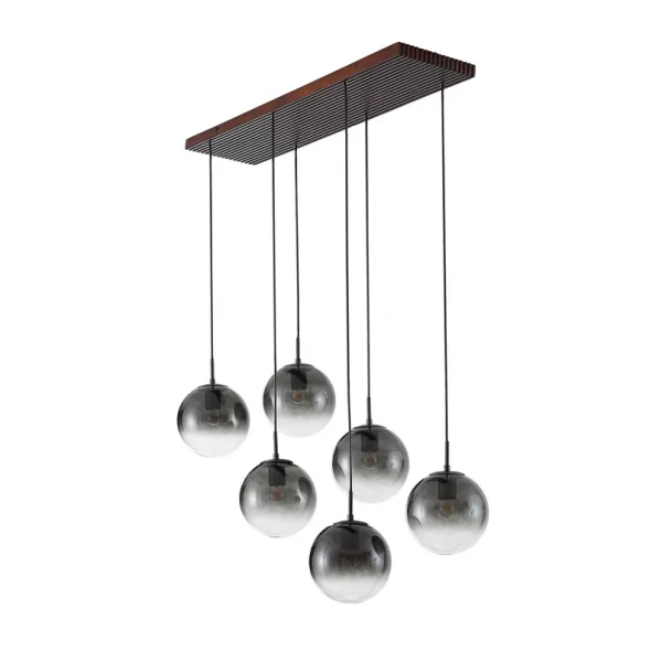 Lucande - Suspension Veloura 100 cm en verre à 6 lampes