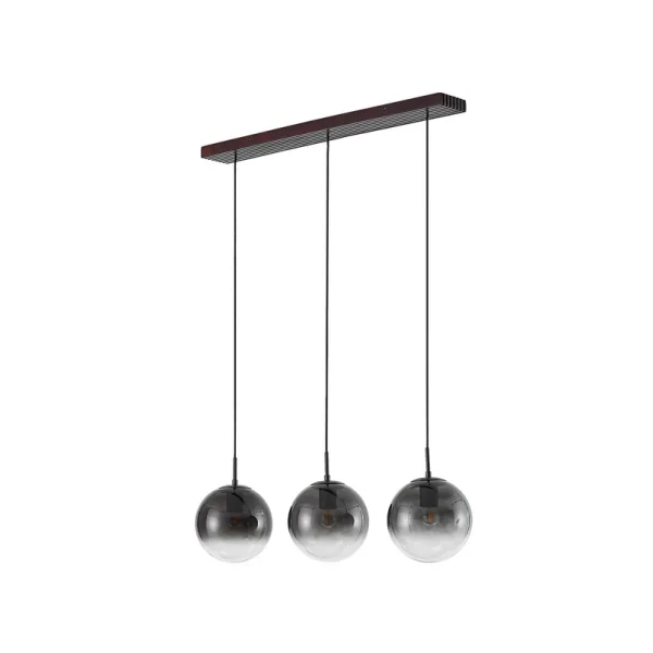 Lucande - Suspension Veloura, à 3 lampes, 84 cm, verre, bois