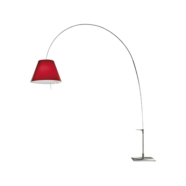 Luceplan Lampadaire Lady Costanza D13E d abat-jour rouge, pied en aluminium